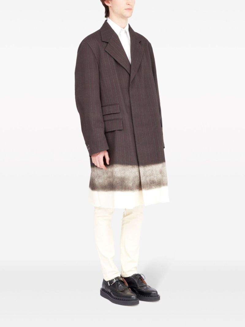 Brown Trompe L'oeil Pinstripe Coat