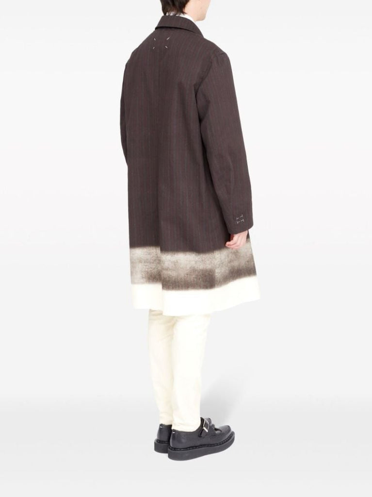 Brown Trompe L'oeil Pinstripe Coat