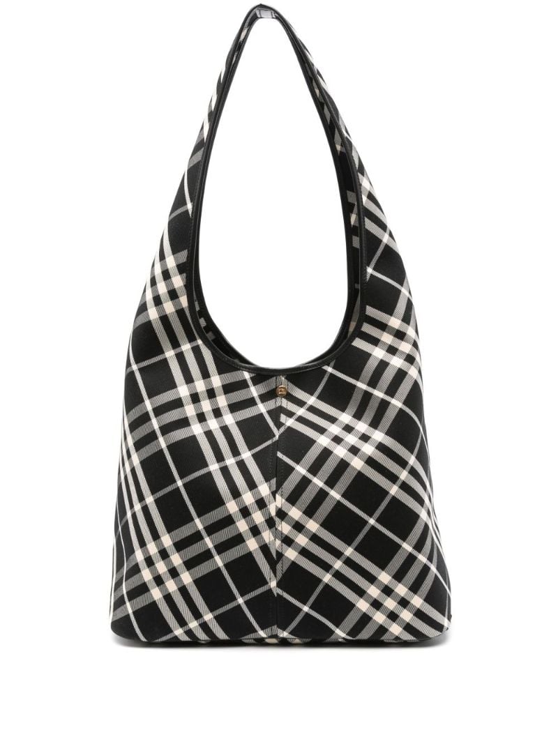 Black and Neutral Nova Check Cotton Shoulder Bag