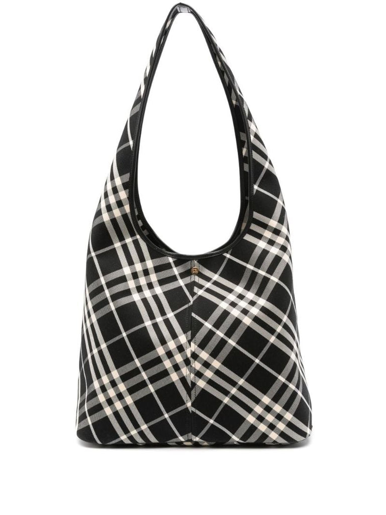 Black and Neutral Nova Check Cotton Shoulder Bag