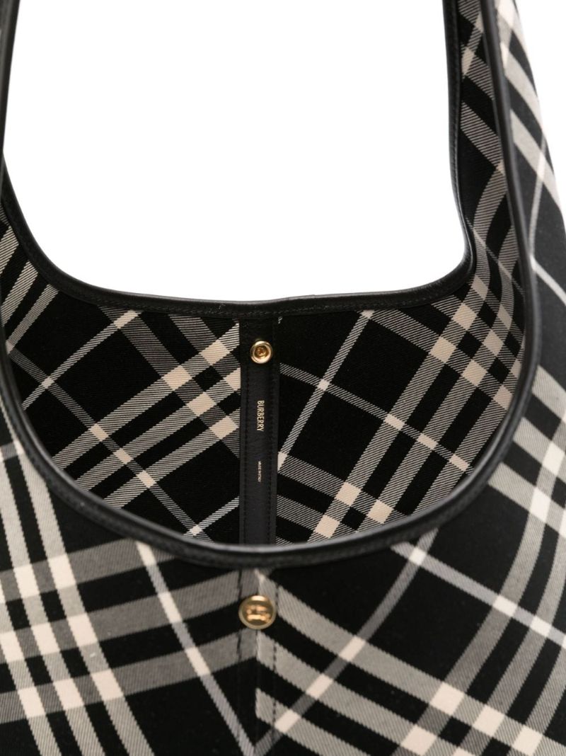Black and Neutral Nova Check Cotton Shoulder Bag