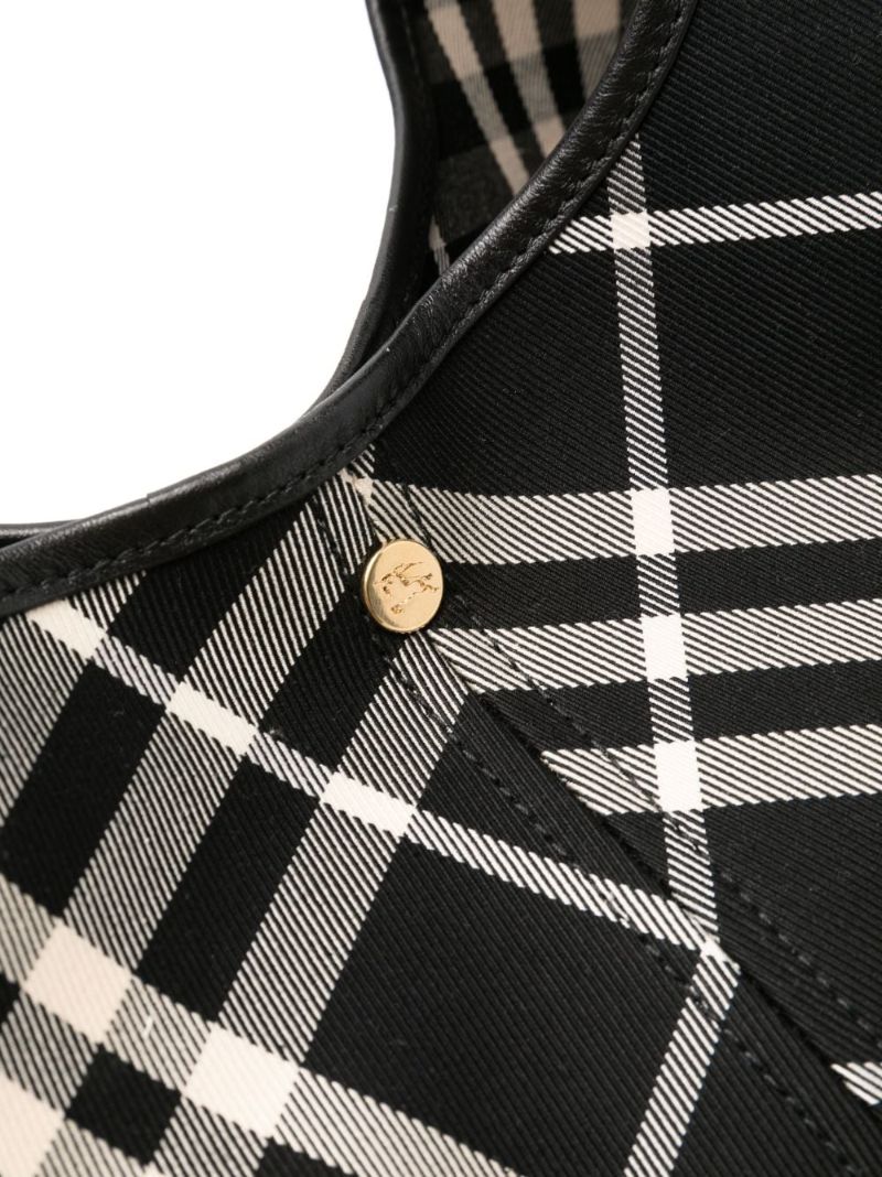 Black and Neutral Nova Check Cotton Shoulder Bag