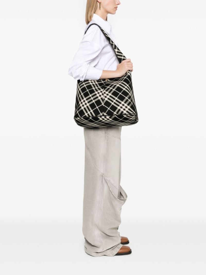 Black and Neutral Nova Check Cotton Shoulder Bag