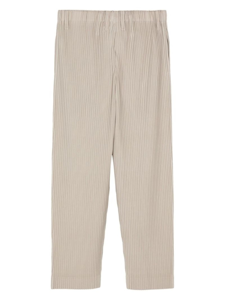 Neutral Color Pleats Straight Trousers