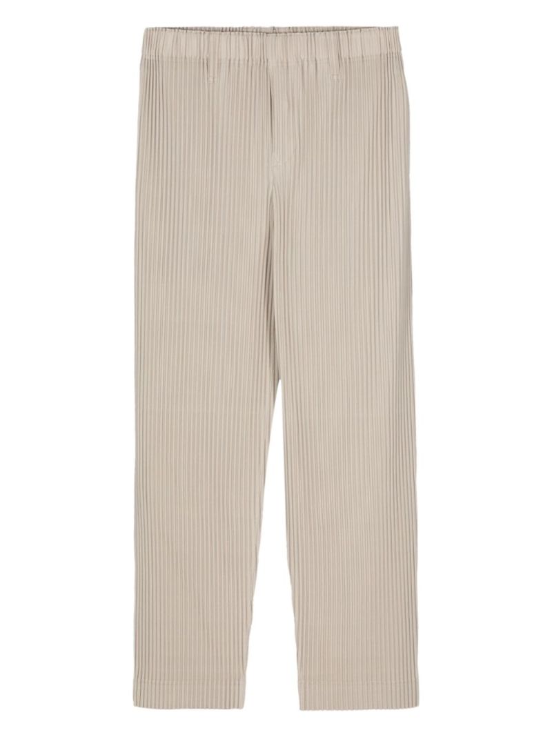 Neutral Color Pleats Straight Trousers