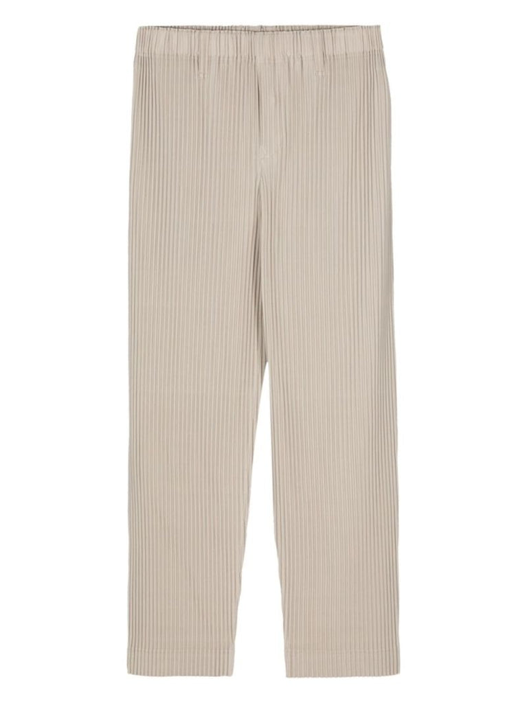 Neutral Color Pleats Straight Trousers