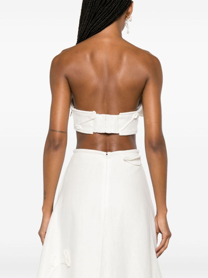 White Matchmaker Rose-appliquÃ_x0083_Â© Crop Top