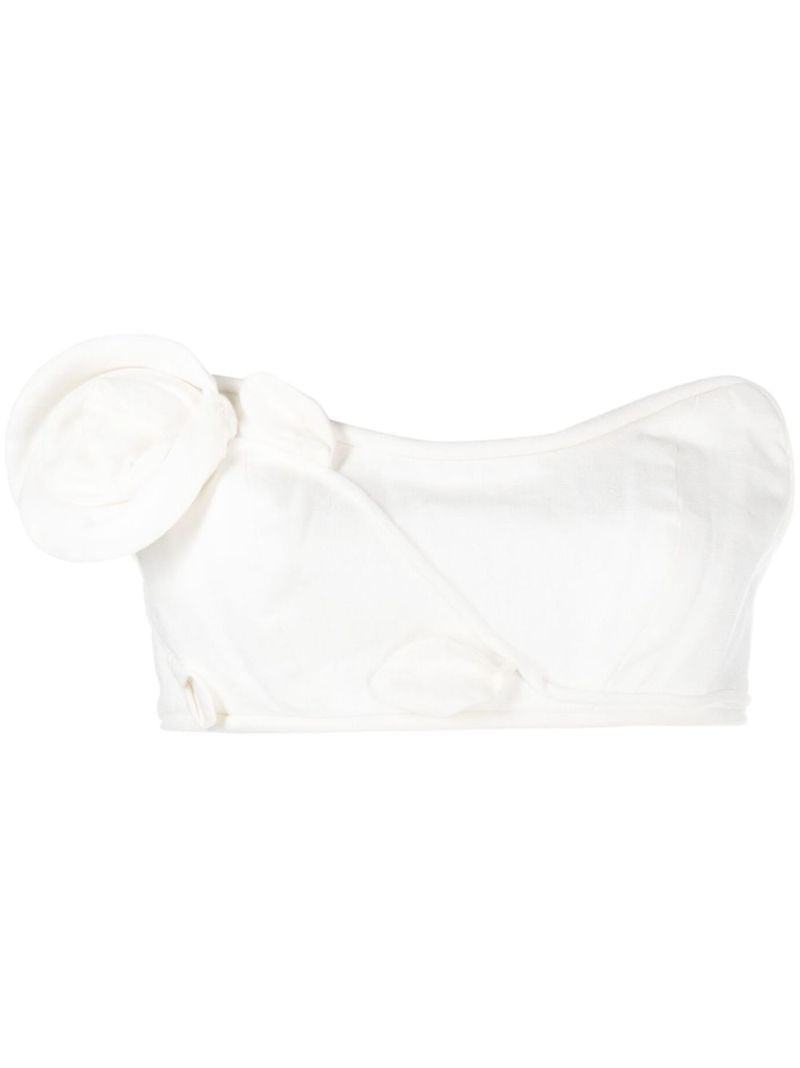 White Matchmaker Rose-appliquÃ_x0083_Â© Crop Top