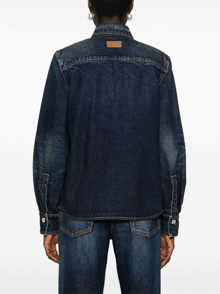 Blue Panelled Denim Shirt