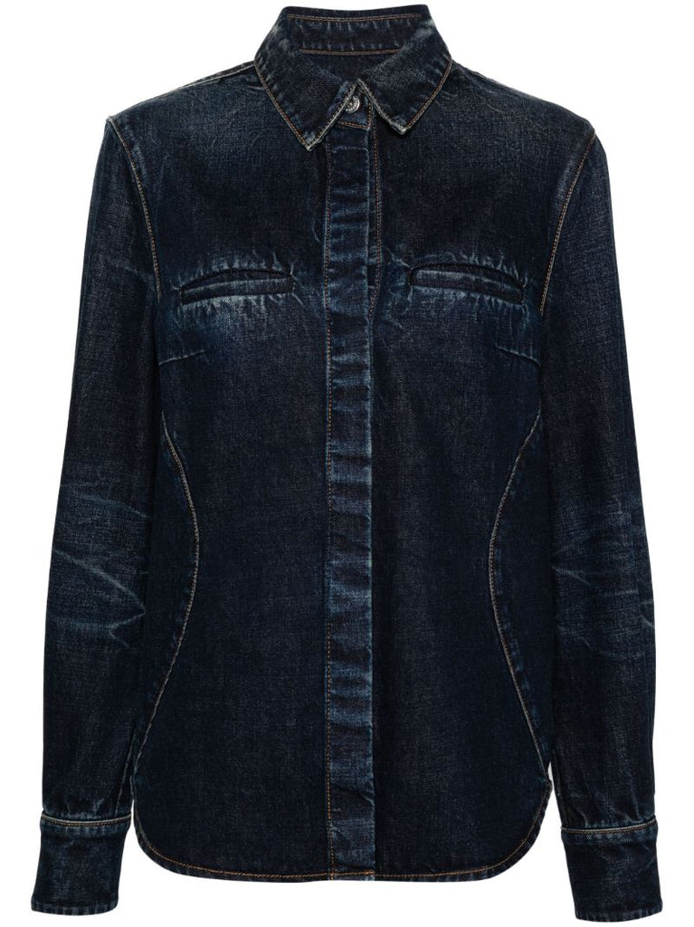 Blue Panelled Denim Shirt