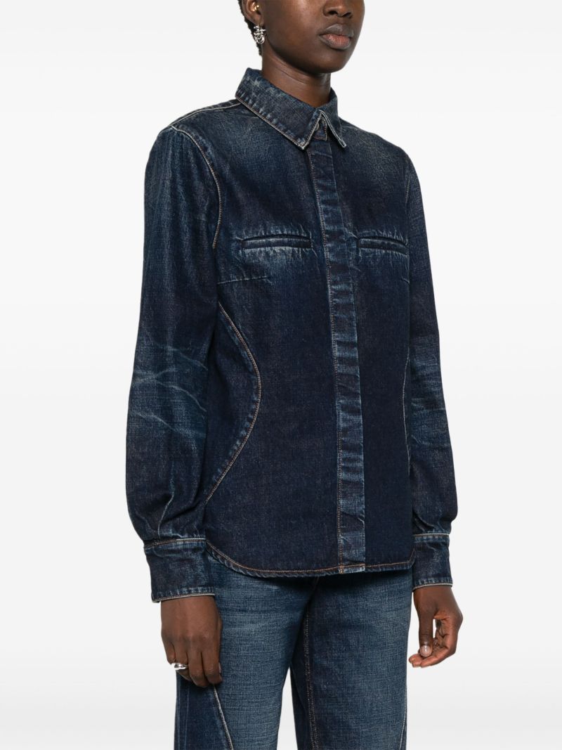 Blue Panelled Denim Shirt