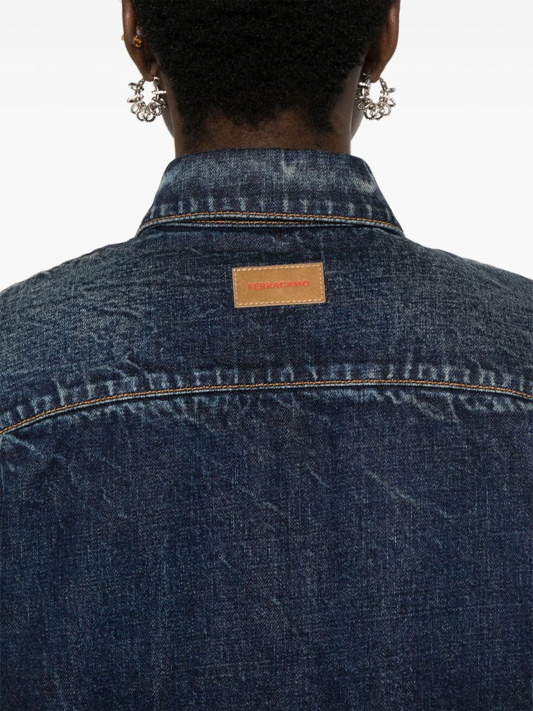 Blue Panelled Denim Shirt