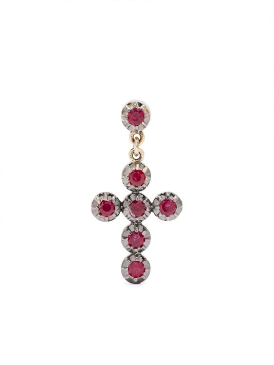 14kt Yellow Gold Cross Ruby Earrings
