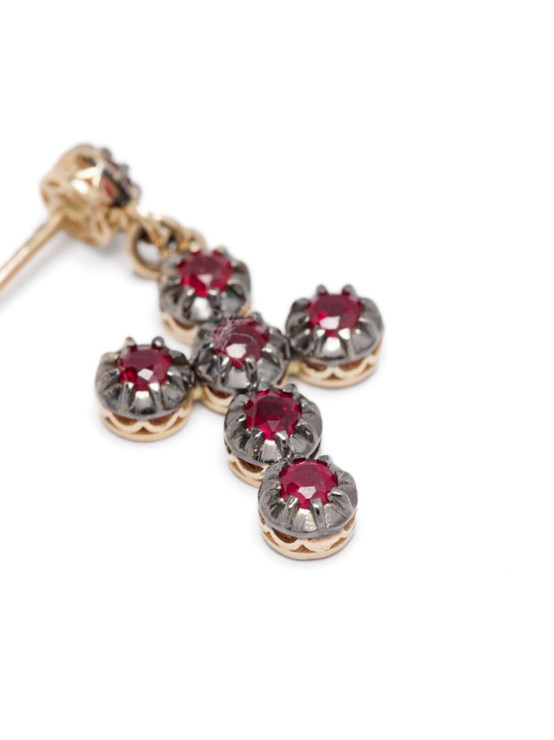 14kt Yellow Gold Cross Ruby Earrings