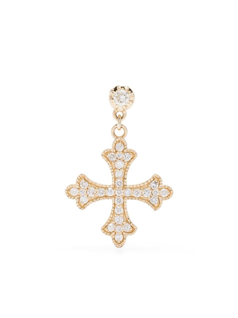14kt Yellow Gold Cross Diamond Earring