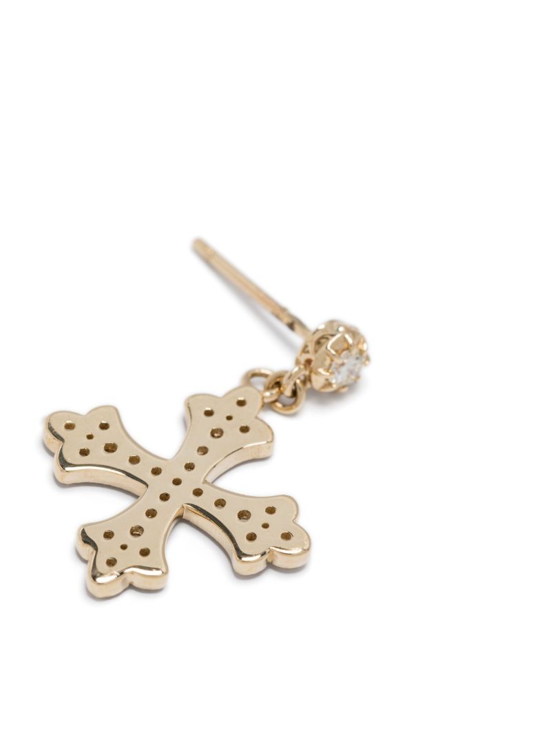 14kt Yellow Gold Cross Diamond Earring
