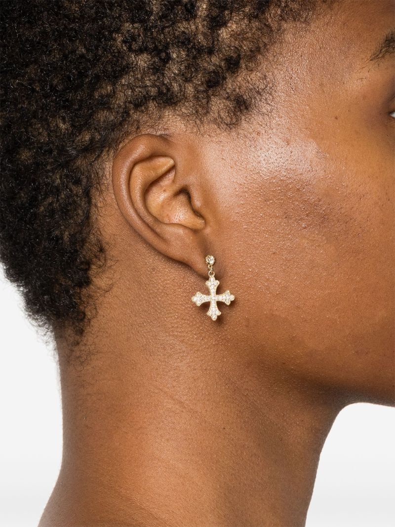 14kt Yellow Gold Cross Diamond Earring