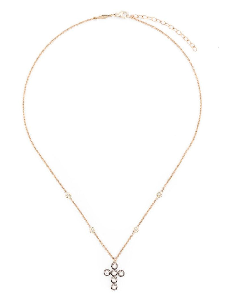 14k Yellow Gold Cross Diamond Necklace