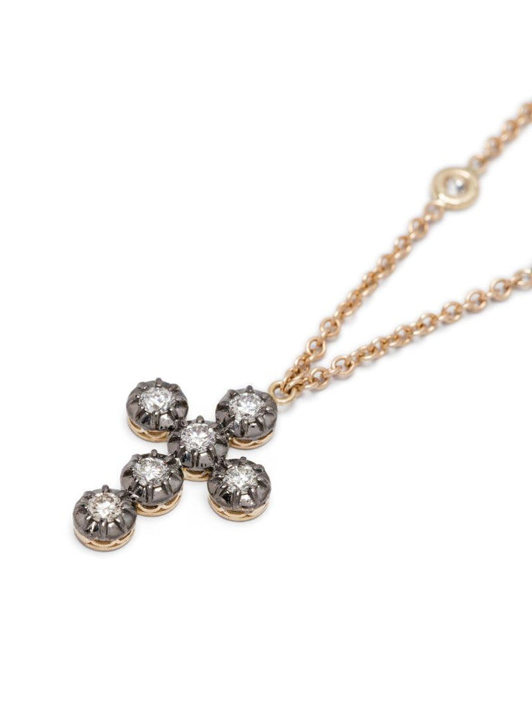 14k Yellow Gold Cross Diamond Necklace