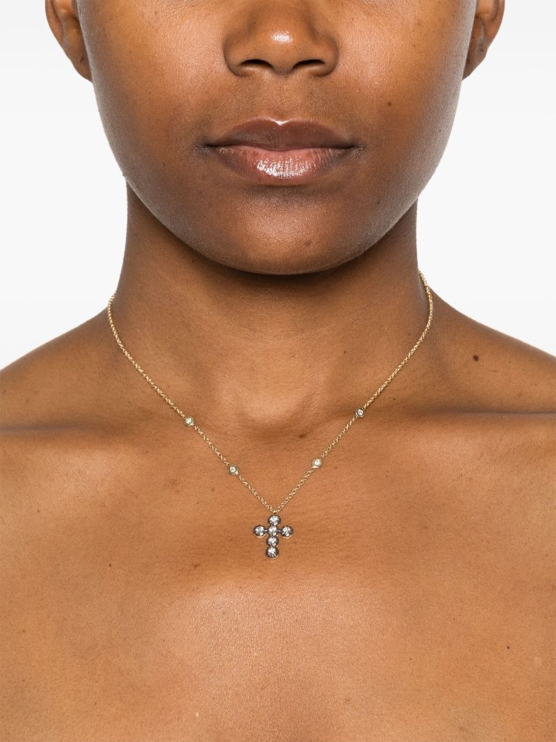 14k Yellow Gold Cross Diamond Necklace