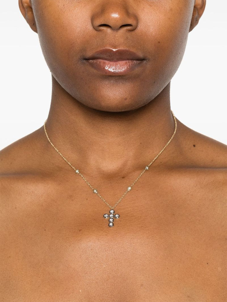 14k Yellow Gold Cross Diamond Necklace