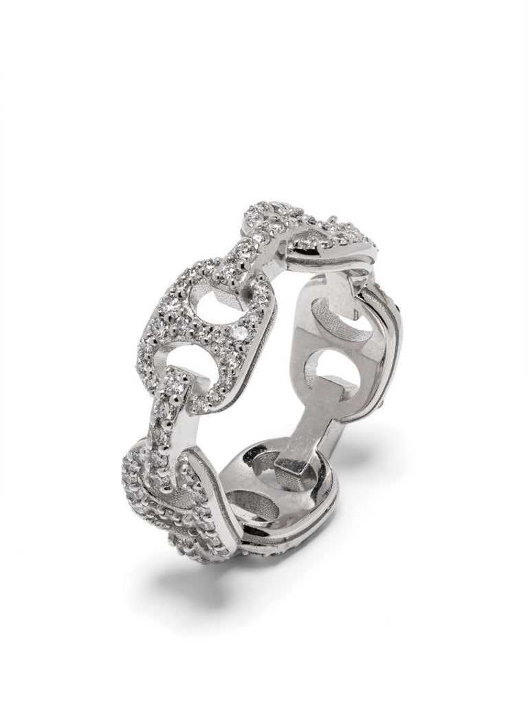 14k White Gold House Diamond Ring