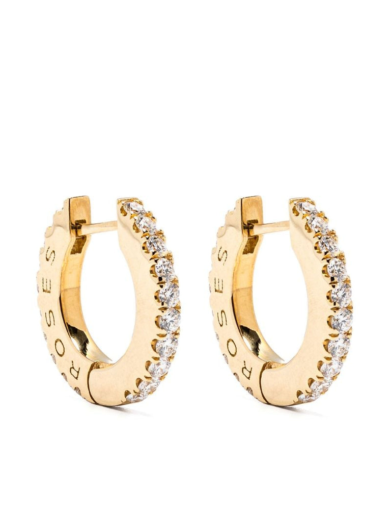 18k Yellow Gold Diamond Hoop Earrings