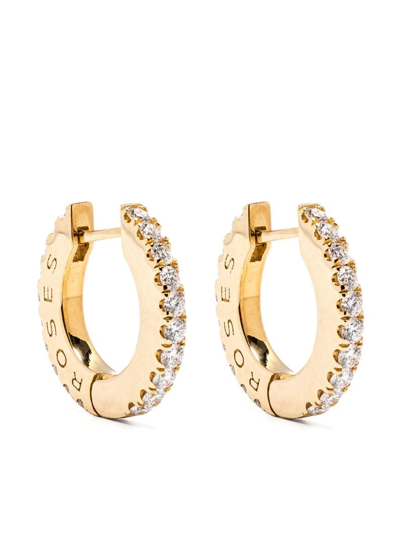 18k Yellow Gold Diamond Hoop Earrings