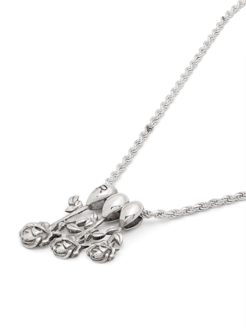 Sterling Silver Roses Pendant Necklace