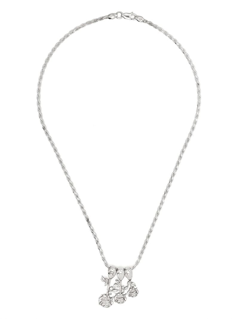 Sterling Silver Roses Pendant Necklace