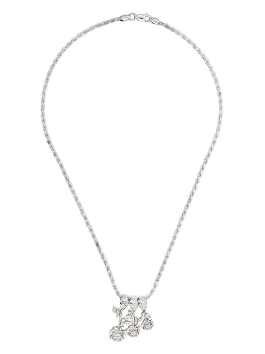 Sterling Silver Roses Pendant Necklace