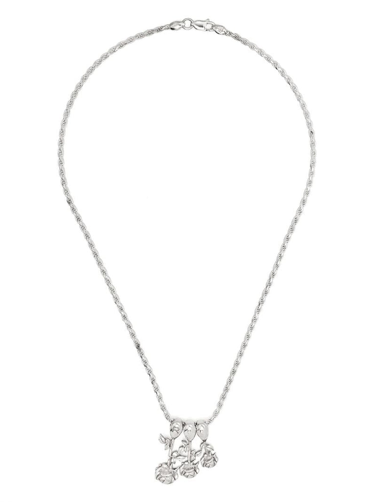 Sterling Silver Roses Pendant Necklace