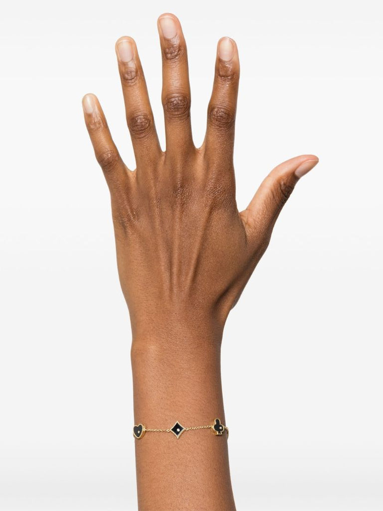 9k Gold Casino Diamond and Onyx Bracelet