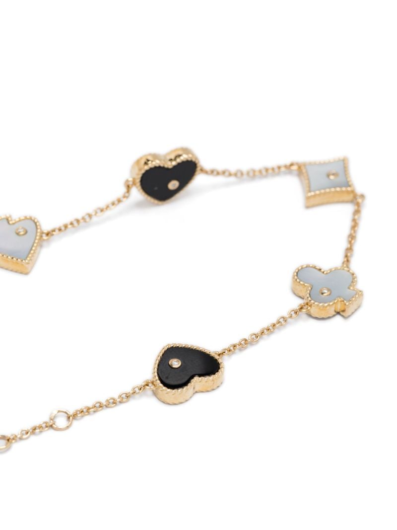 9k Gold Casino Diamond and Onyx Bracelet