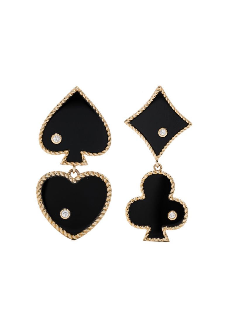 9k Gold Casino Agate Earrings