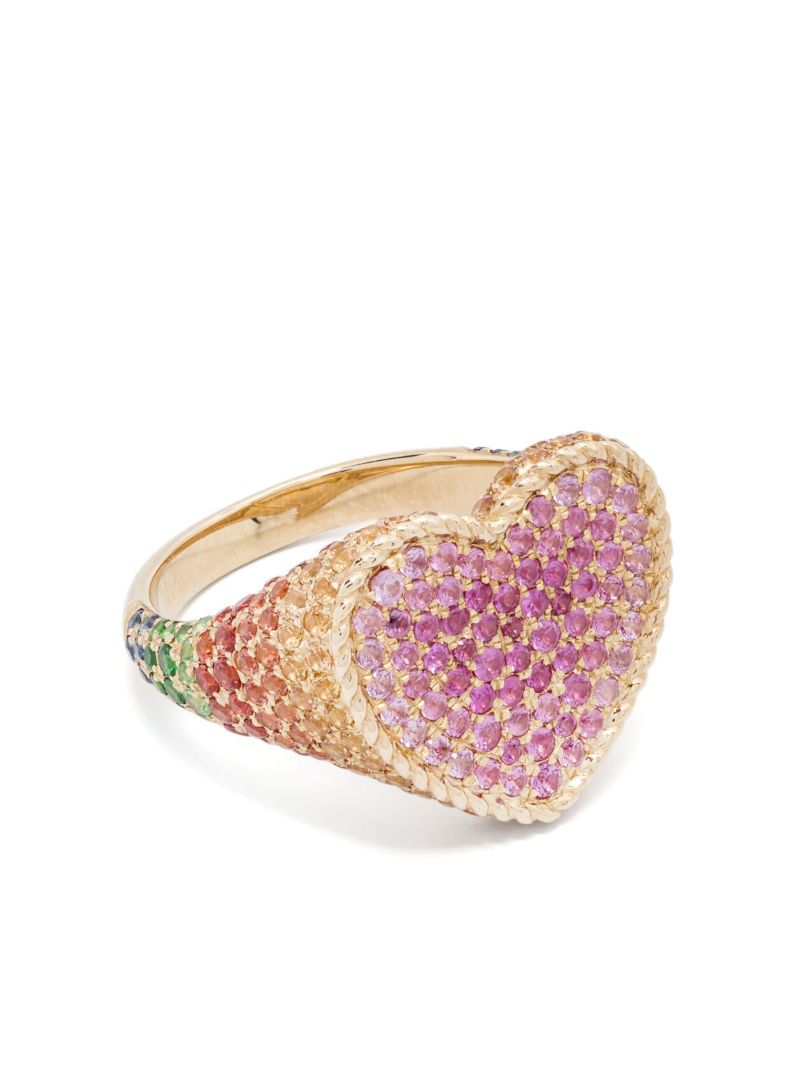 9k Yellow Gold ChevaliÃ_x0083_Â¨re Coeur Sapphire Ring