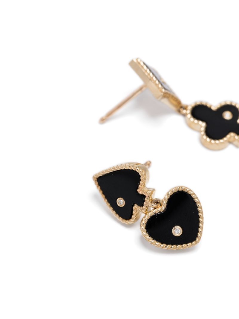 9k Gold Casino Diamond and Agate Earrings