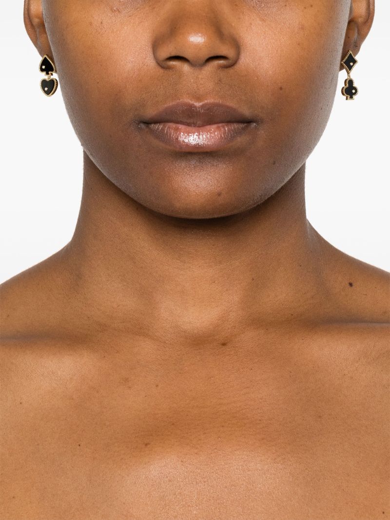 9k Gold Casino Diamond and Agate Earrings