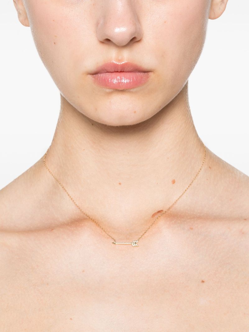 14k Yellow Gold Arrow Diamond Necklace