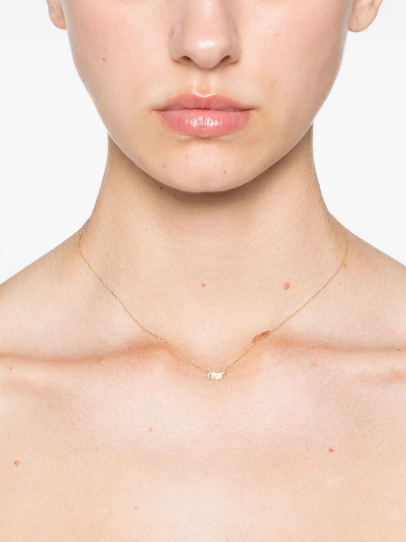 14k Yellow Gold Wing Diamond Necklace