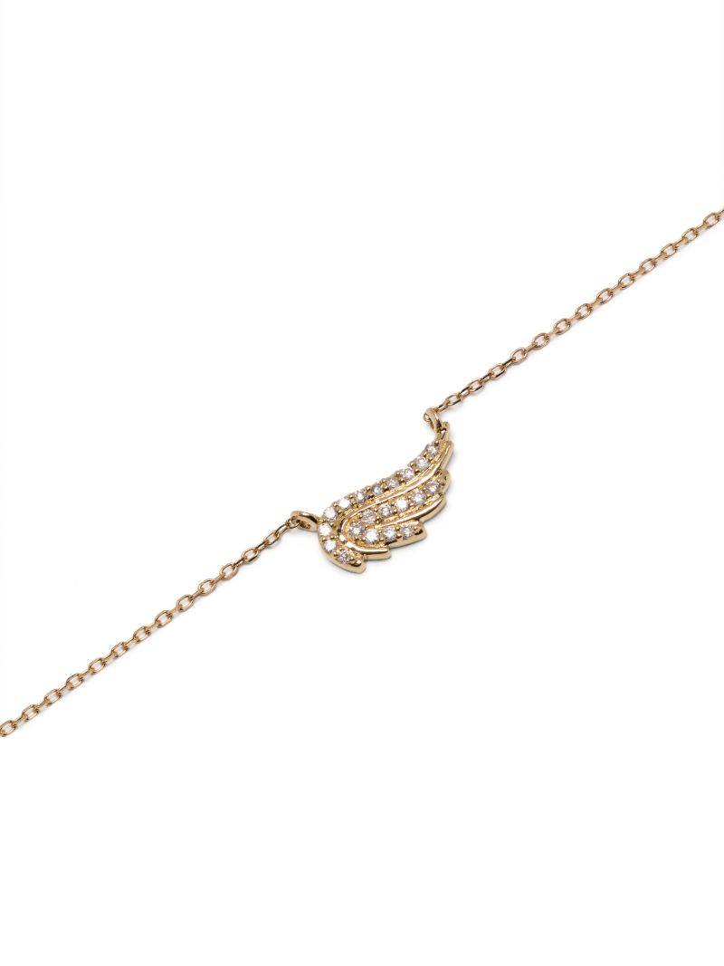 14k Yellow Gold Wing Diamond Necklace