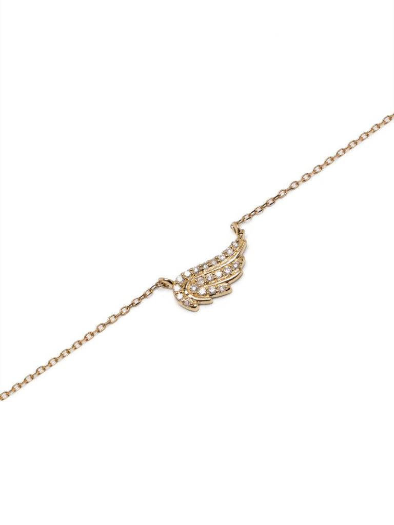 14k Yellow Gold Wing Diamond Necklace