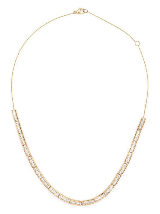 14k Yellow Gold Bar Station Diamond Necklace