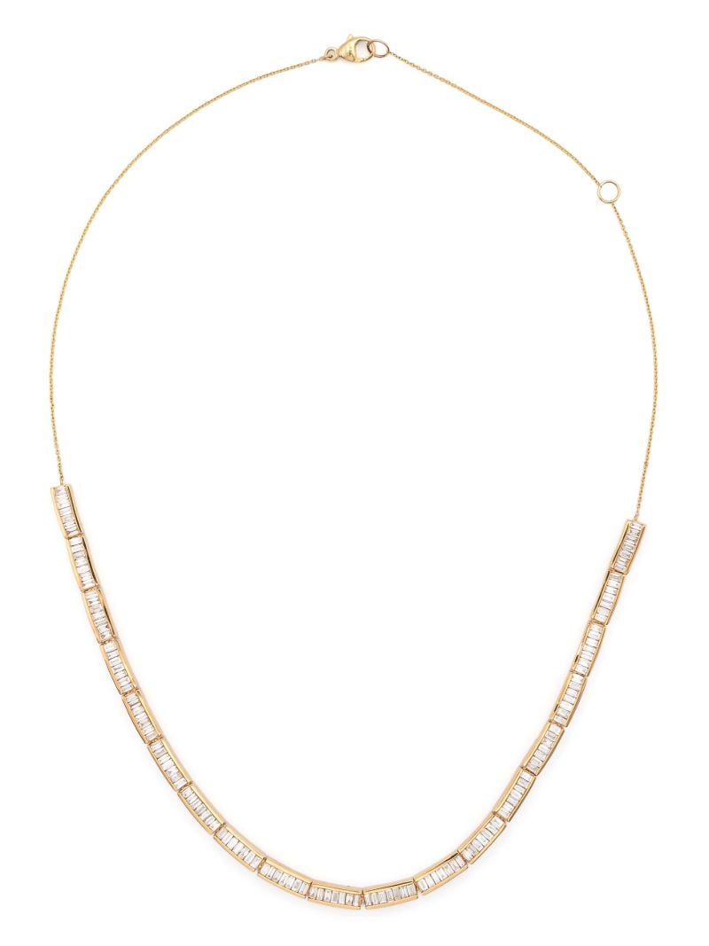 14k Yellow Gold Bar Station Diamond Necklace
