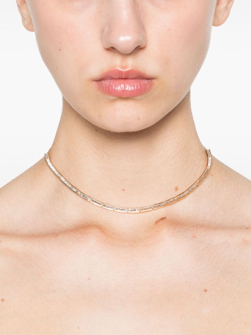 14k Yellow Gold Bar Station Diamond Necklace
