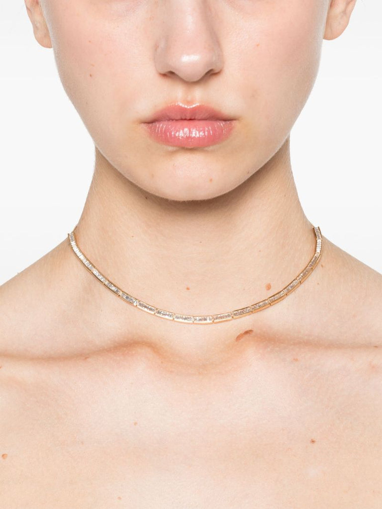 14k Yellow Gold Bar Station Diamond Necklace