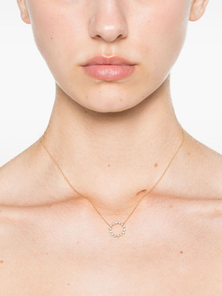14k Gold Circle Diamond Necklace