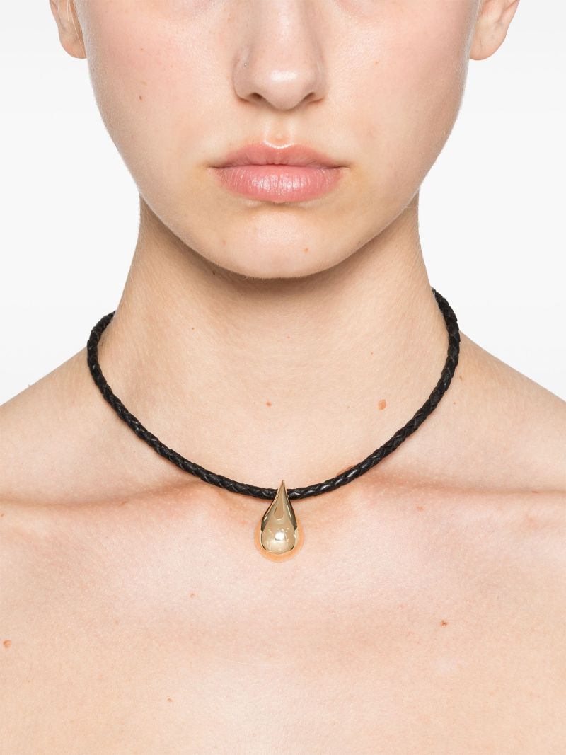 14k Yellow Gold Leather Necklace