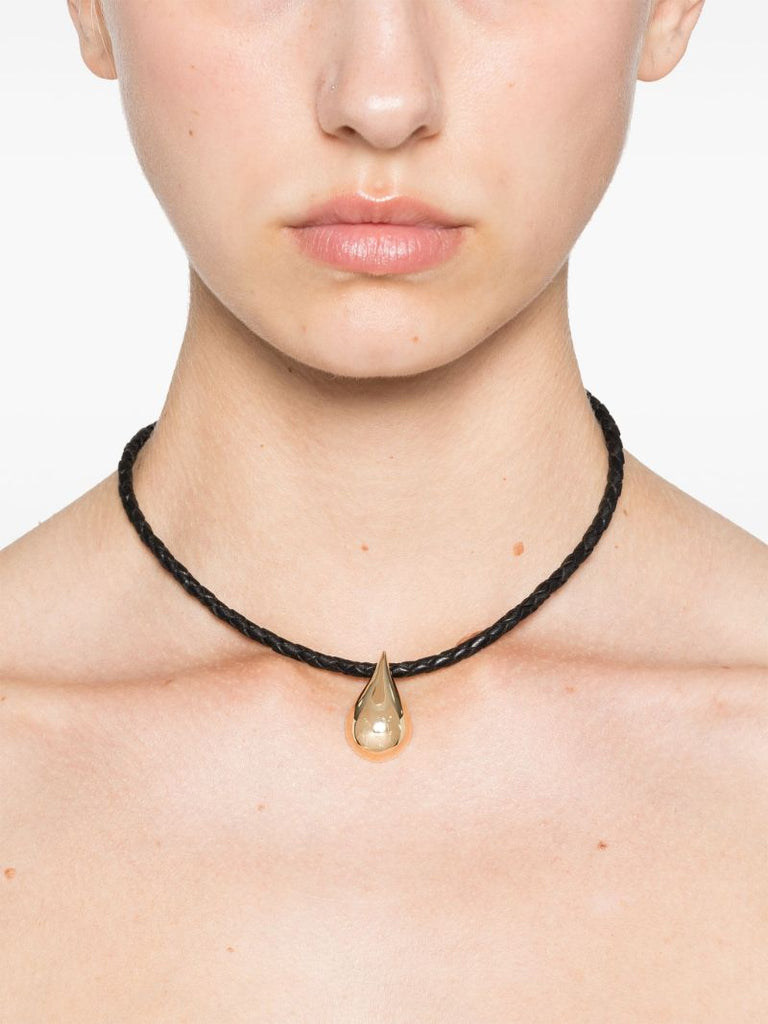 14k Yellow Gold Leather Necklace