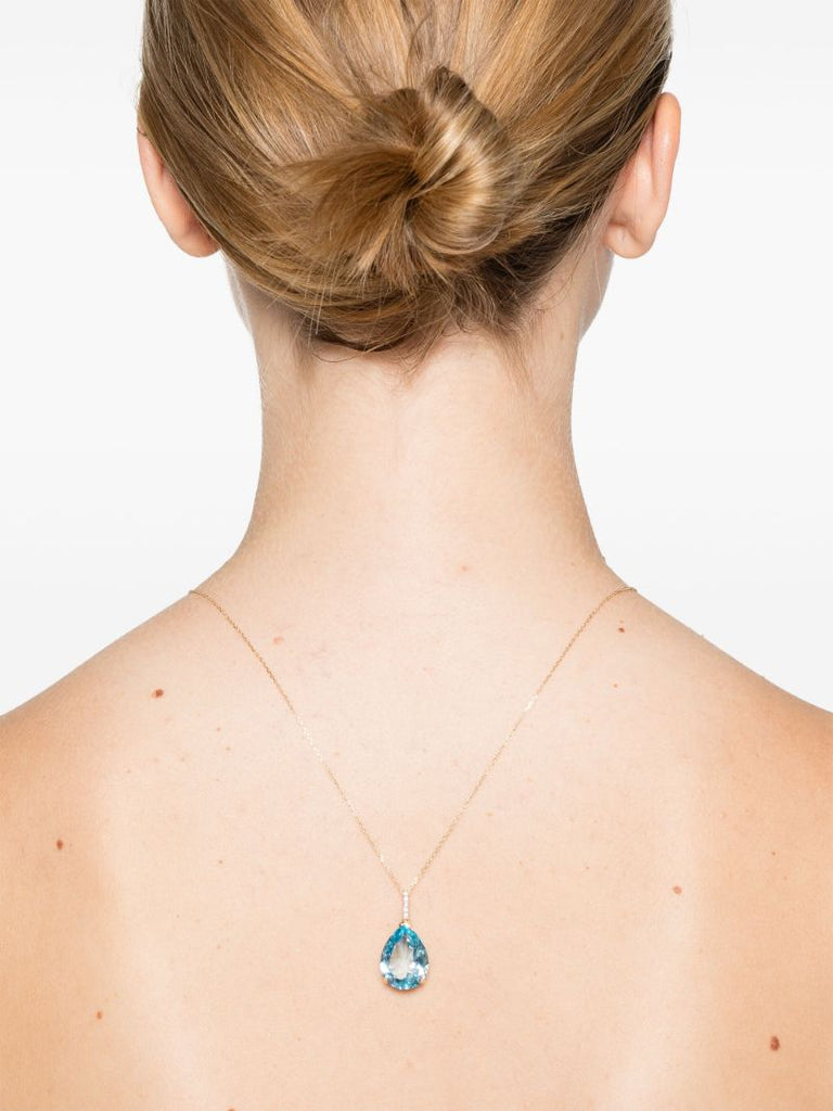 14k Yellow Gold Topaz and Diamond Necklace